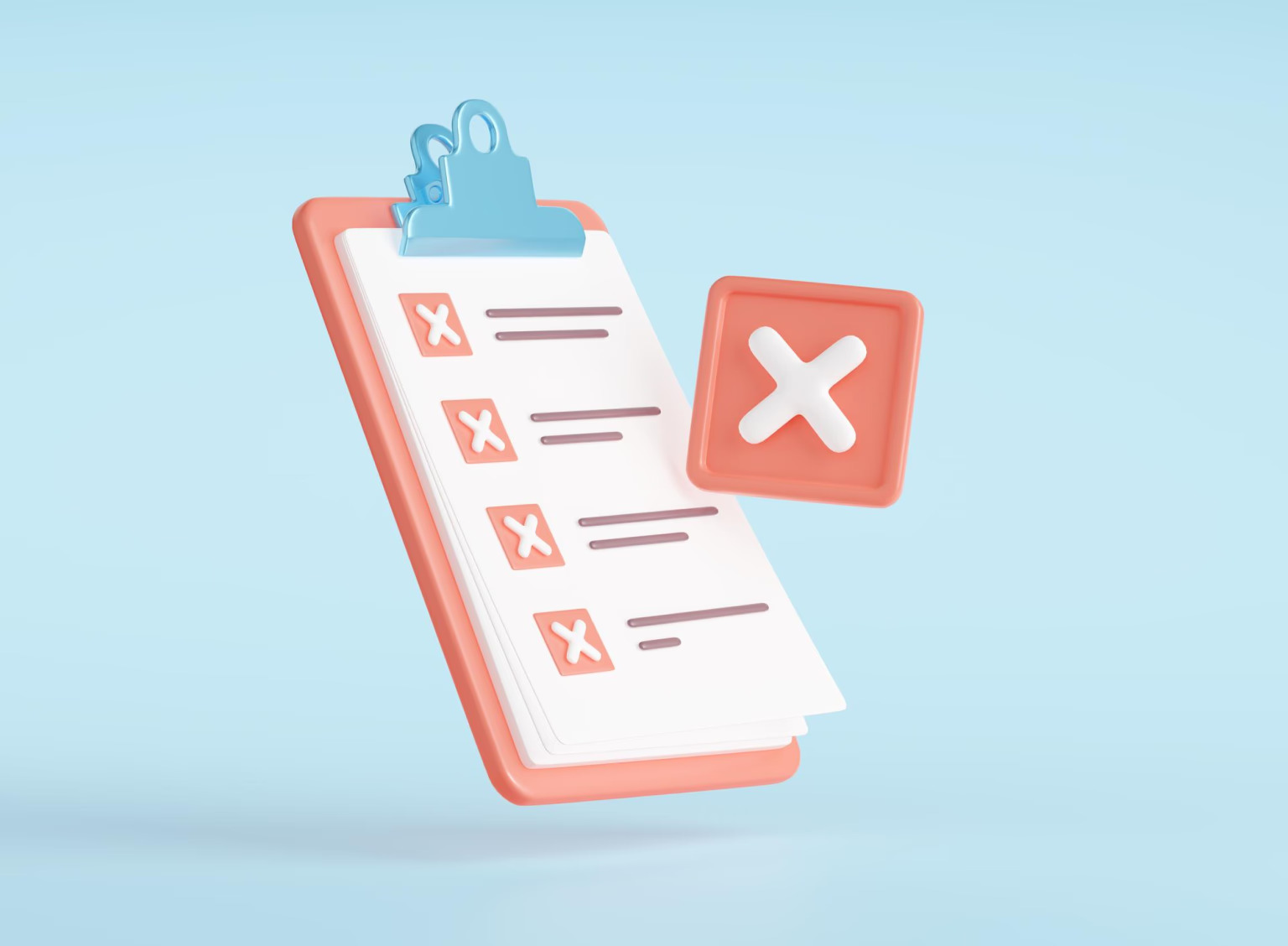 checklist with crossed-out items