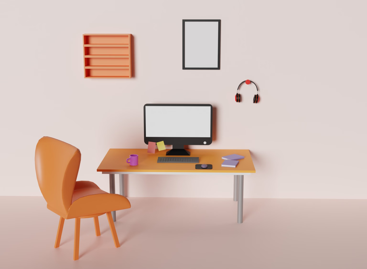 tidy home-office desk setup